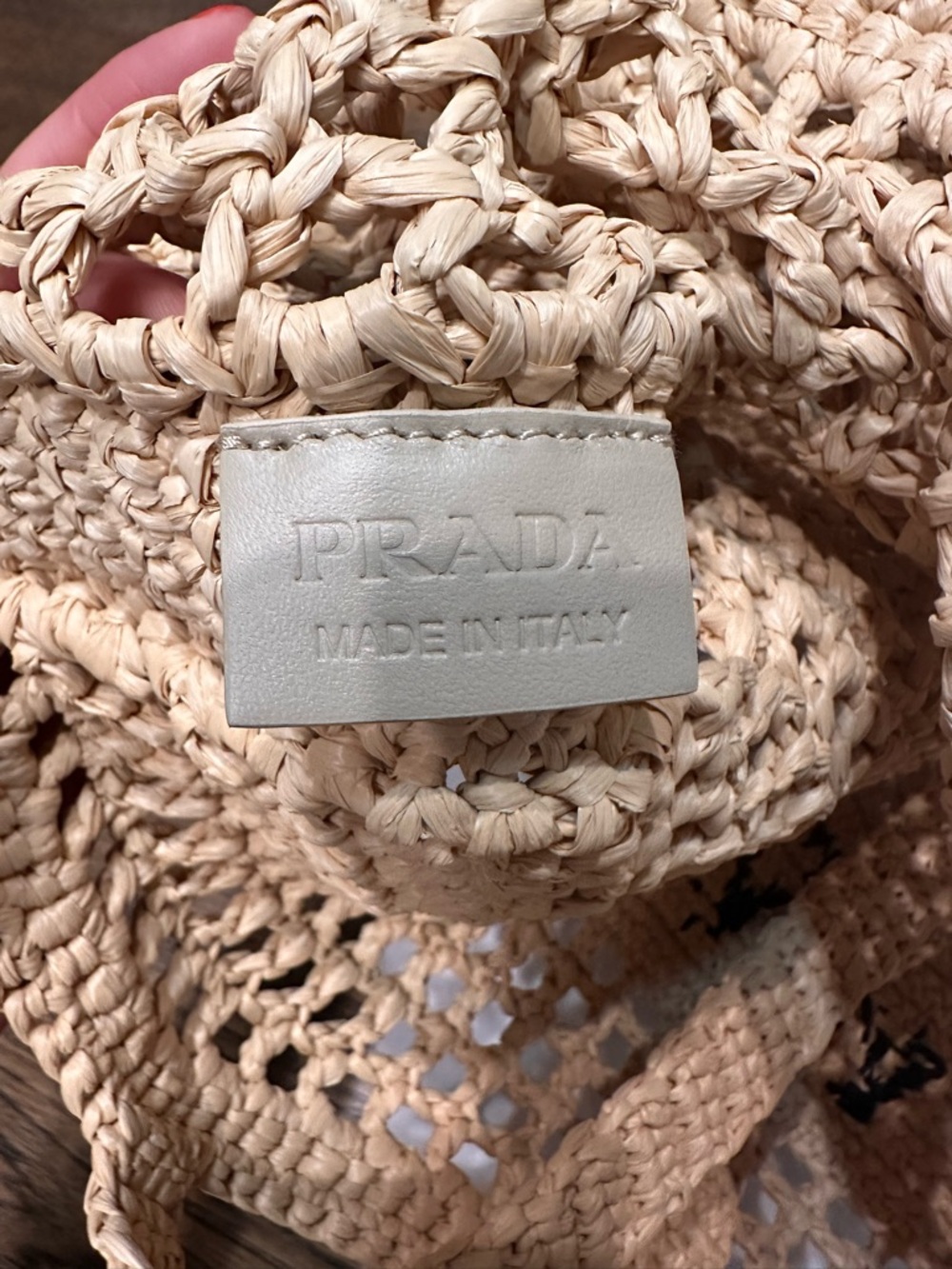 Prada Beige Crochet Milano Tote with Black Logo - Picture 2 of 7